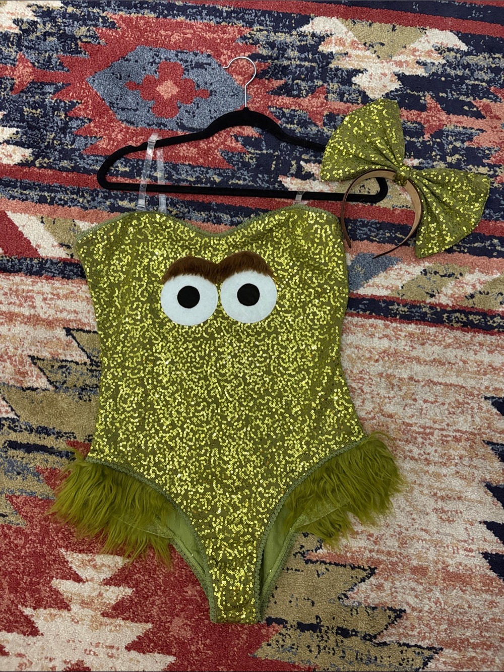 Fashion nova Oscar the Grouch Sparkle Costume with Bow Headband